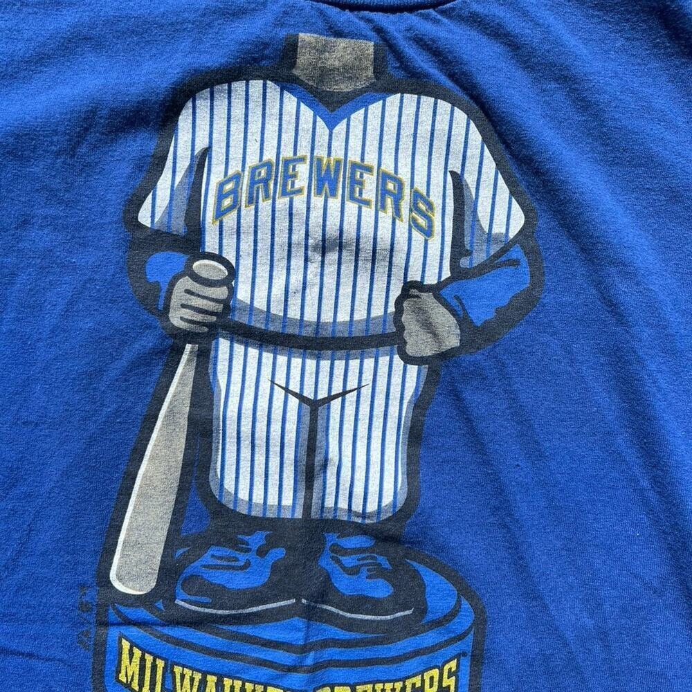 BREWERS BASEBALL T-shirt, Short Sleeve, Crewneck Blue, Men's size M